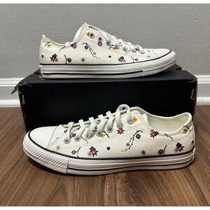 Converse Chuck Taylor All Star Floral Embroidered Low Top Shoes A16521F Sz 10.5